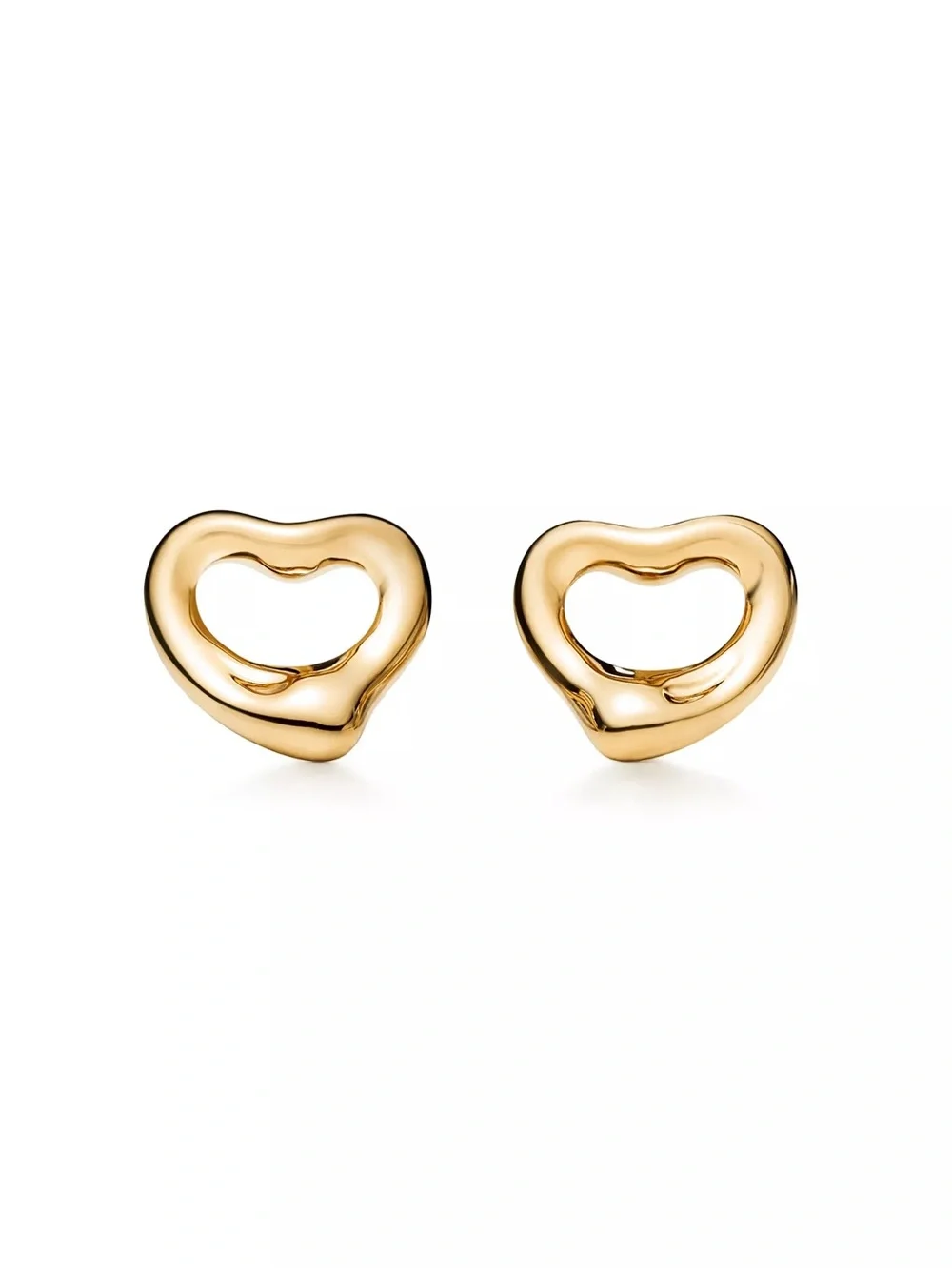 Tiffany & Co. Elsa Peretti Open Heart Earrings 18k Yellow Gold NWT